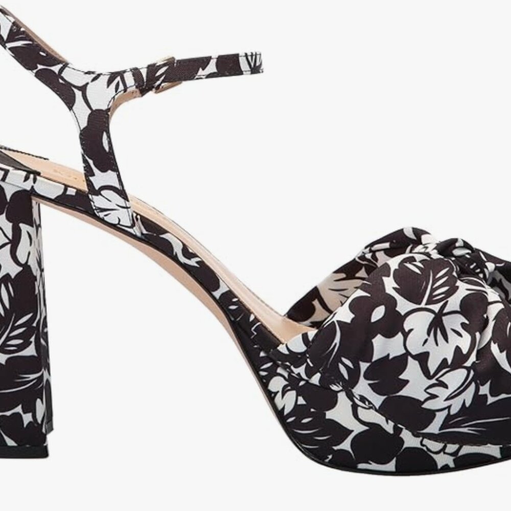 Kate Spade New York Women's Lucie Trop Foliage Platform Heeled Sandal, Black, - Picture 2 of 14